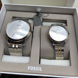 Fossil Lux His/Hers Genuine Diamond Watch Set